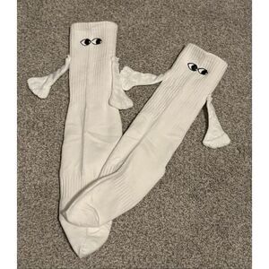 Two Pairs of eyes and ears or hands ladies white socks size 7-9